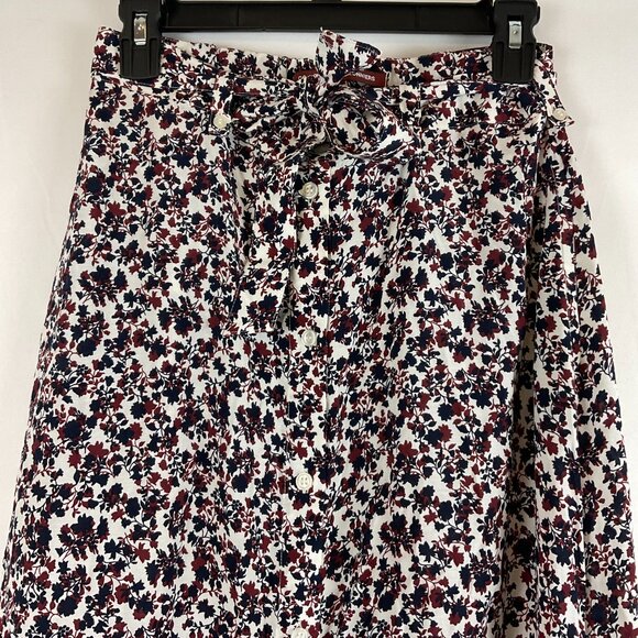 Comptoir Des Cotonniers Skirt XS White Red Blue Floral Button Front Midi - Picture 2 of 11
